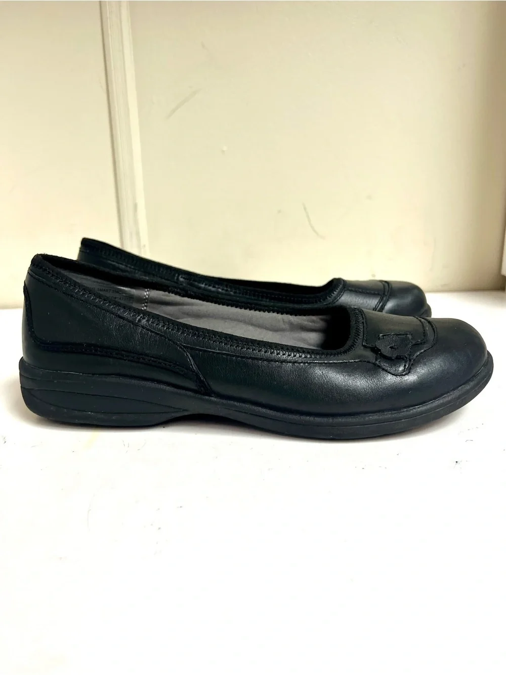ABEO smart system women's orthopedic leather ballet flats black round toe 10M